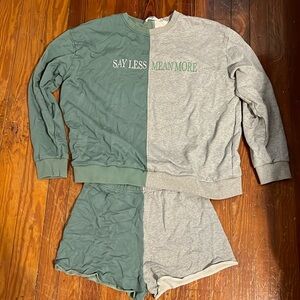 Two-Tone Green and Gray Women's Lounge Set